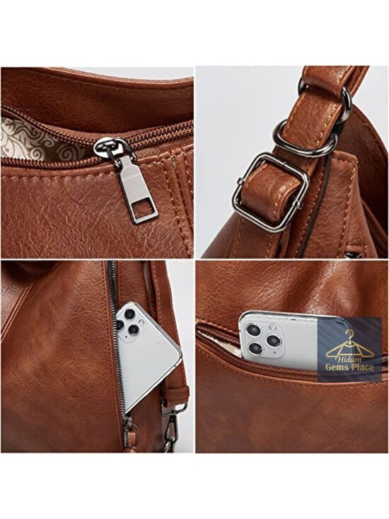 3-Piece Vegan Leather Convertible Backpack Hobo Crossbody Purse Set main image 6